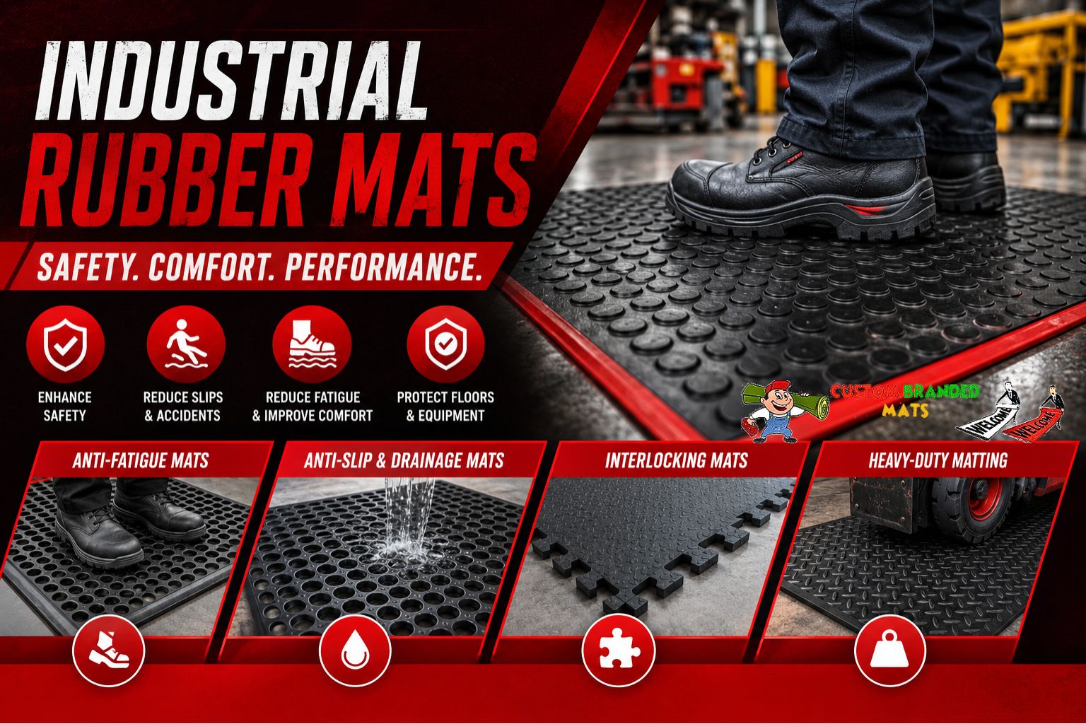 Rubber Mat Warning Sticker Industrial Rubber Mats in SA: Different Types and Applications - Custom ...