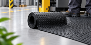 Industrial Rubber Mat Roll in Factory Setting